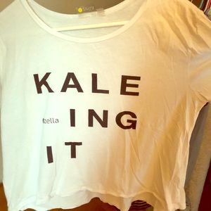 Size L White Zella Graphic Tee; “Kale-Ing It”